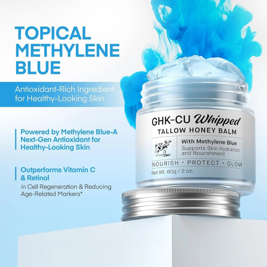 GHK-CU Whipped Tallow Honey Balm with Methylene Blue