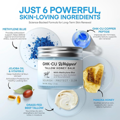 GHK-CU Whipped Tallow Honey Balm with Methylene Blue