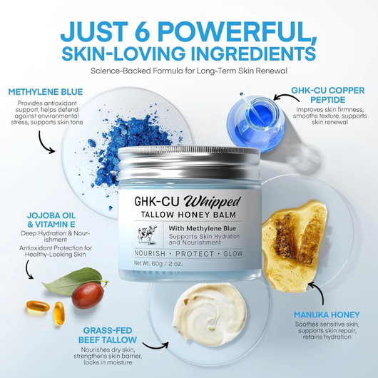 GHK-CU Whipped Tallow Honey Balm with Methylene Blue