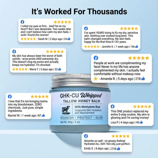GHK-CU Whipped Tallow Honey Balm with Methylene Blue